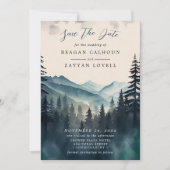 Aquarell-Kiefer-Berg Save The Date Karte (Vorderseite)
