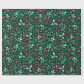 Aquarell, Kiefer und Rote Berries Weihnachten Geschenkpapier (Flach)