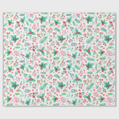 Aquarell, Kiefer und Rote Berries Weihnachten Geschenkpapier (Flach)