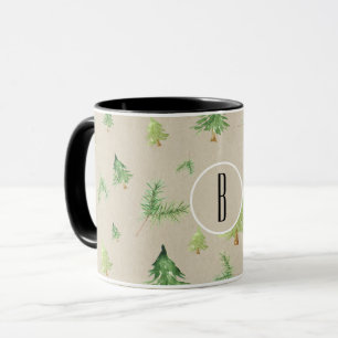 Aquarell-Kiefer-Winter-minimales rustikales Tasse