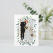 Aquarell-Kieferngrün Liebe und Dank Hochzeit Postkarte (Stehend Vorderseite)