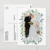Aquarell-Kieferngrün Liebe und Dank Hochzeit Postkarte (Vorne/Hinten)