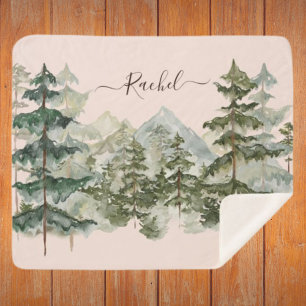Aquarell-Kiefernwald und Berg-Ästhetik Sherpadecke