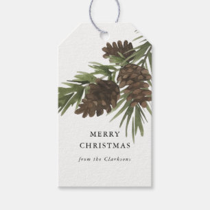 Aquarell-KieferSprigs, Weihnachtsgeschenk-Umbau Geschenkanhänger