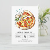 Aquarell Kinder Pizza Geburtstag Einladung (Stehend Vorderseite)