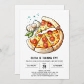 Aquarell Kinder Pizza Geburtstag Einladung (Vorne/Hinten)