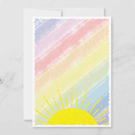Aquarell Kinderdusche Pastel Rainbow Einladung (Vorderseite)