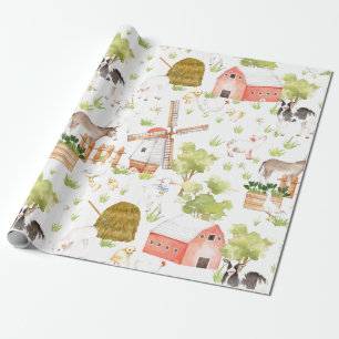 Aquarell Kinderzimmer Landtiere Geschenkpapier