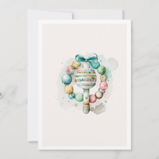 Aquarell Kinderzimmer Teddybär Babydusche Einladung (Rückseite)