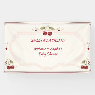 Aquarell-Kirsch-Baby-Party Rosa Gingham Banner