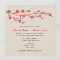 Aquarell-Kirschblüten-Hochzeit laden ein
