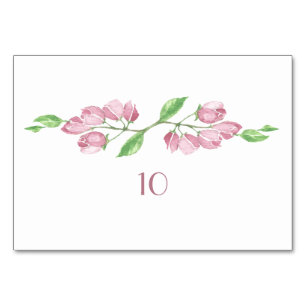 Aquarell-Kirschblüten-Hochzeitstischkarte Tischnummer