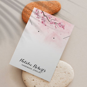 Aquarell-Kirschblüten-Ohrhänger-Halsketten-Display