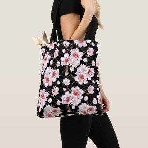 Aquarell Kirschblüten Rosa Schwarz Tasche
