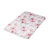 Aquarell-Kirschblüten Rosa Weiß Badematte (Schrägansicht)
