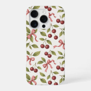 Aquarell-Kirschen mit Schleife - Elegante Früchte iPhone 16 Pro Hülle