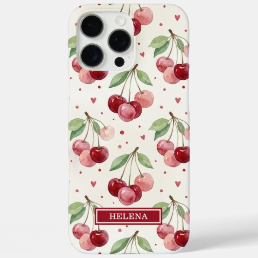 Aquarell-Kirschen-Monogramm Case-Mate iPhone Hülle (Rückseite)