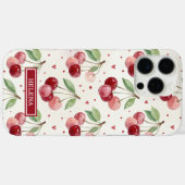 Aquarell-Kirschen-Monogramm Case-Mate iPhone Hülle (Rückseite (Horizontal))