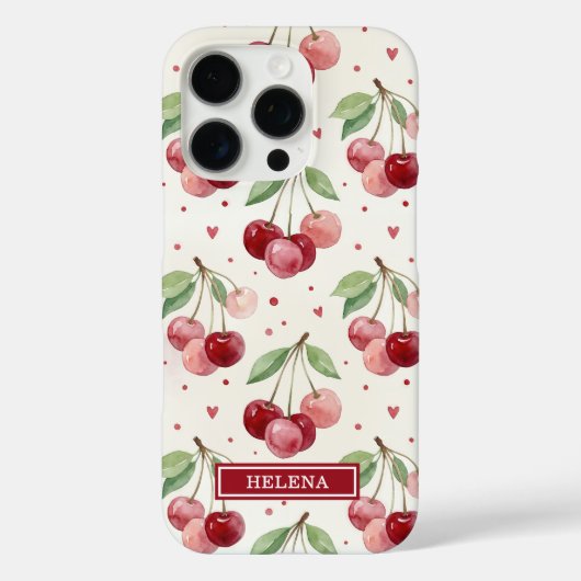 Aquarell-Kirschen-Monogramm Case-Mate iPhone Hülle (Rückseite)