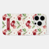 Aquarell-Kirschen-Monogramm Case-Mate iPhone Hülle (Rückseite (Horizontal))