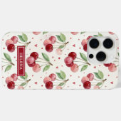 Aquarell-Kirschen monogrammiert Case-Mate iPhone Hülle (Rückseite (Horizontal))