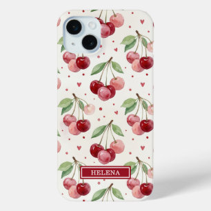 Aquarell-Kirschen monogrammiert Case-Mate iPhone Hülle