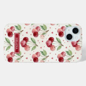 Aquarell-Kirschen monogrammiert Case-Mate iPhone Hülle (Rückseite (Horizontal))