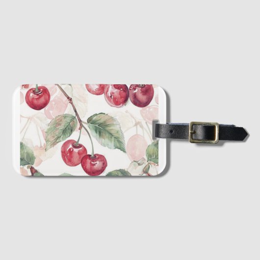 Aquarell-Kirschmuster – Botanische Fruchtkunst Gepäckanhänger (Vorderseite (Horizontal))