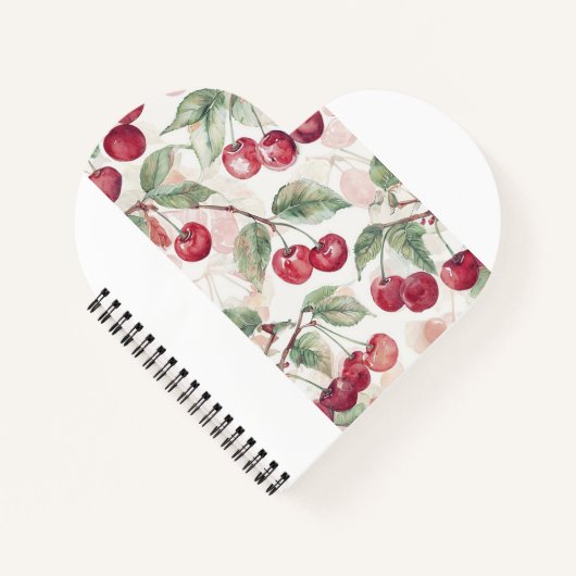Aquarell-Kirschmuster – Botanische Fruchtkunst Notizblock (Vorderseite)