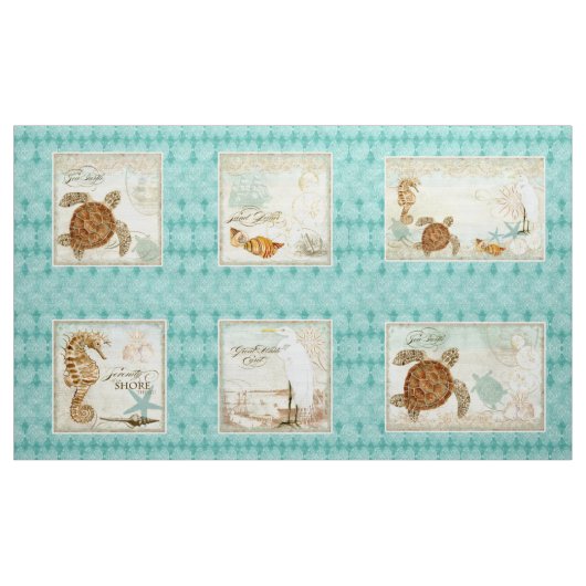 Aquarell-Kissen-Platten-Küste-Strand-Art Stoff (Yard (91,4 cm))