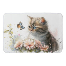 Aquarell Kitten und Butterfly
