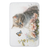 Aquarell Kitten und Butterfly Badematte (Vorderseite Vertikal)