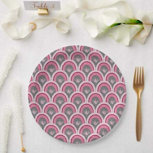 Aquarell Klassisch Rosa Handgezeichnet Pappteller (Hochzeit)