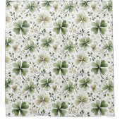 Aquarell-Kleeblatt-Muster – Grün & Neutral Duschvorhang (Vorderseite)