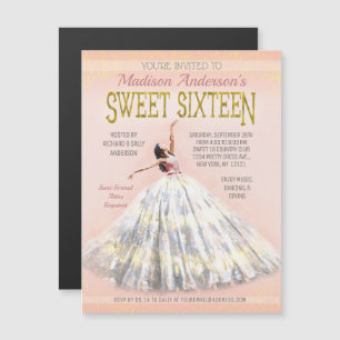 Aquarell-Kleid Rosé Gold Sweet 16 Geburtstag Magneteinladung