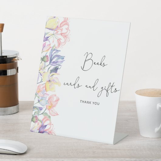 Aquarell kleine Blume Bücher und Geschenke Sockelschild (In SItu)