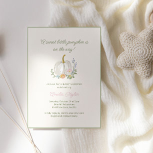Aquarell Kleine Kürbis-Blumen Herbst-Baby-Party Einladung