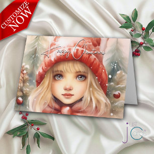 Aquarell Kleine Winterfee Feiertag Karte