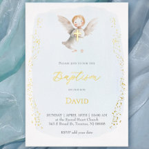 Aquarell kleiner Engel Taufe Baby Junge