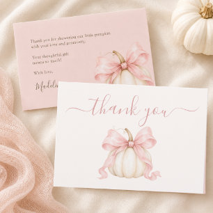 Aquarell-Kleiner-Kürbis-Rosa-Baby-Mädchen-Party Dankeskarte