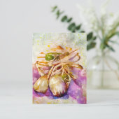 Aquarell. Knoblauch gemalt. Knoblauchzehe. Postkarte (Stehend Vorderseite)