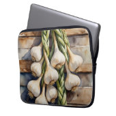 Aquarell-Knoblauchzopf Rustikal Laptopschutzhülle (Vorderseite Links)