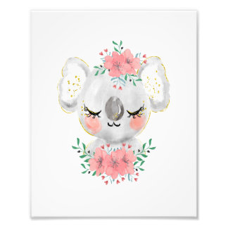 Aquarell-Koala mit Blumen-Foto-Druck Fotodruck