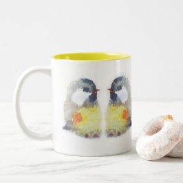 Aquarell Kohlmeise Zweifarbige Tasse