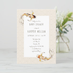 Aquarell-Koi-Fisch-Baby-Shower-Einladung Einladung