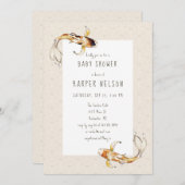 Aquarell Koi Fisch Babydusche Einladung (Vorne/Hinten)