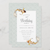 Aquarell Koi Fisch Geburtstagsfeier Einladung (Vorne/Hinten)