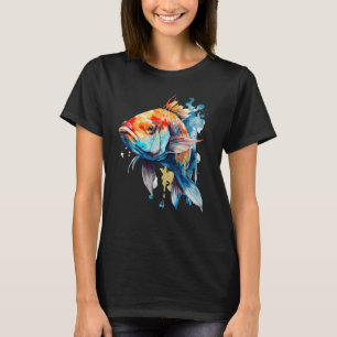 Aquarell Koi Karpfen farbenfroher Teich Fischen T-Shirt