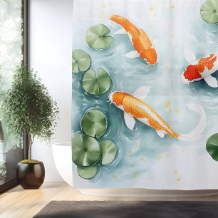 Aquarell-Koi-Teich Serenität japanischer Stil Duschvorhang