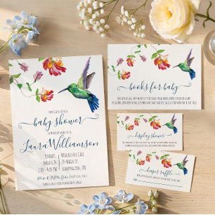 Aquarell Kolibri Baby Shower Bücher für Baby Begleitkarte